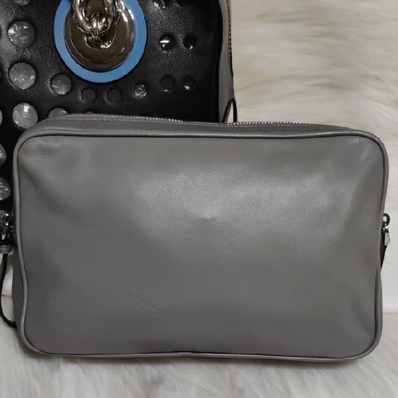 Prada City Fori Black Leather Perforated Chain Shoulder Bag W Pouch/Dust Bag - Picture 9 of 15